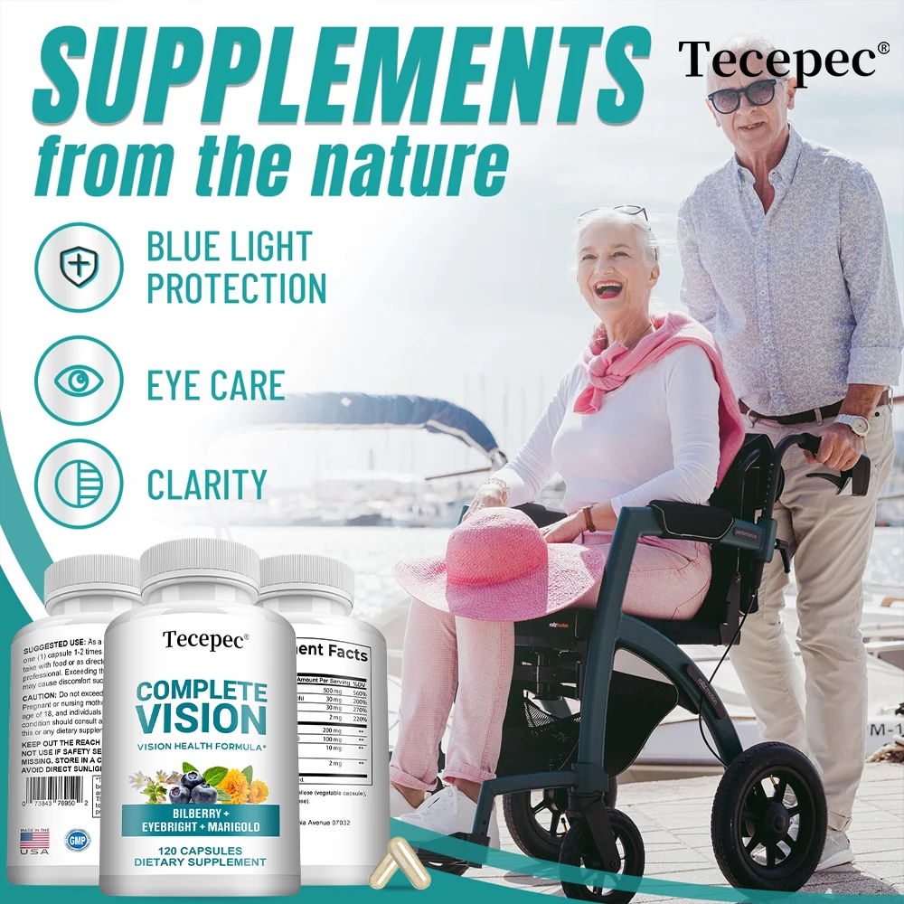 Lutein Zeaxanthin Eye Support Capsules with Bilberry, Blue Light Protection, Relieve Eye Fatigue, Support Macular & Night Vision