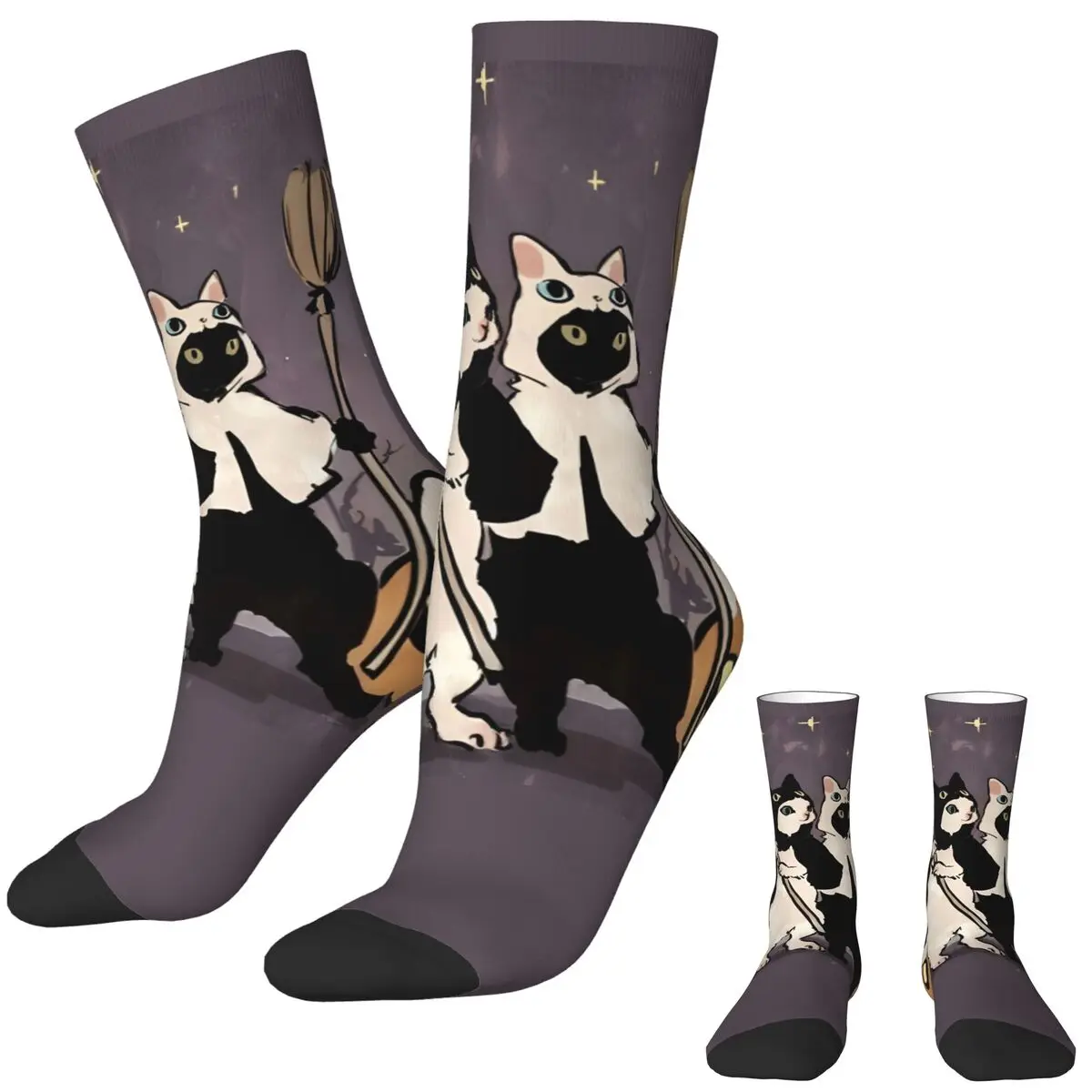 Chaussettes d'Halloween Douces et Amusantes pour Homme, Anti-transpiration, dehors, Course à Pied, Couple, Chat, Automne