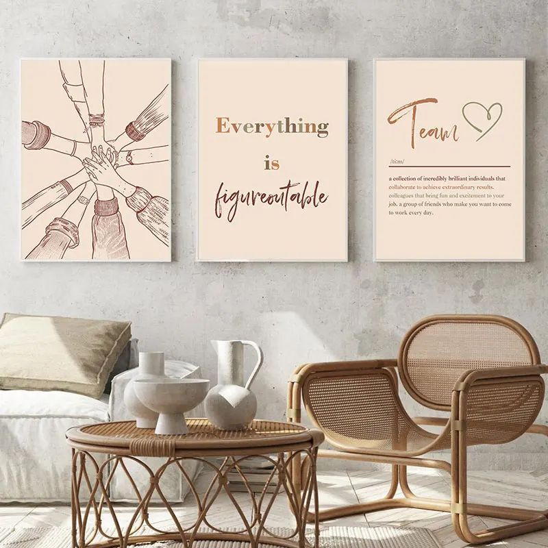 Simple Inspirational Team Quotes Canvas Art Poster Prints Modern Motivational Text Wall Decor Picture for Office