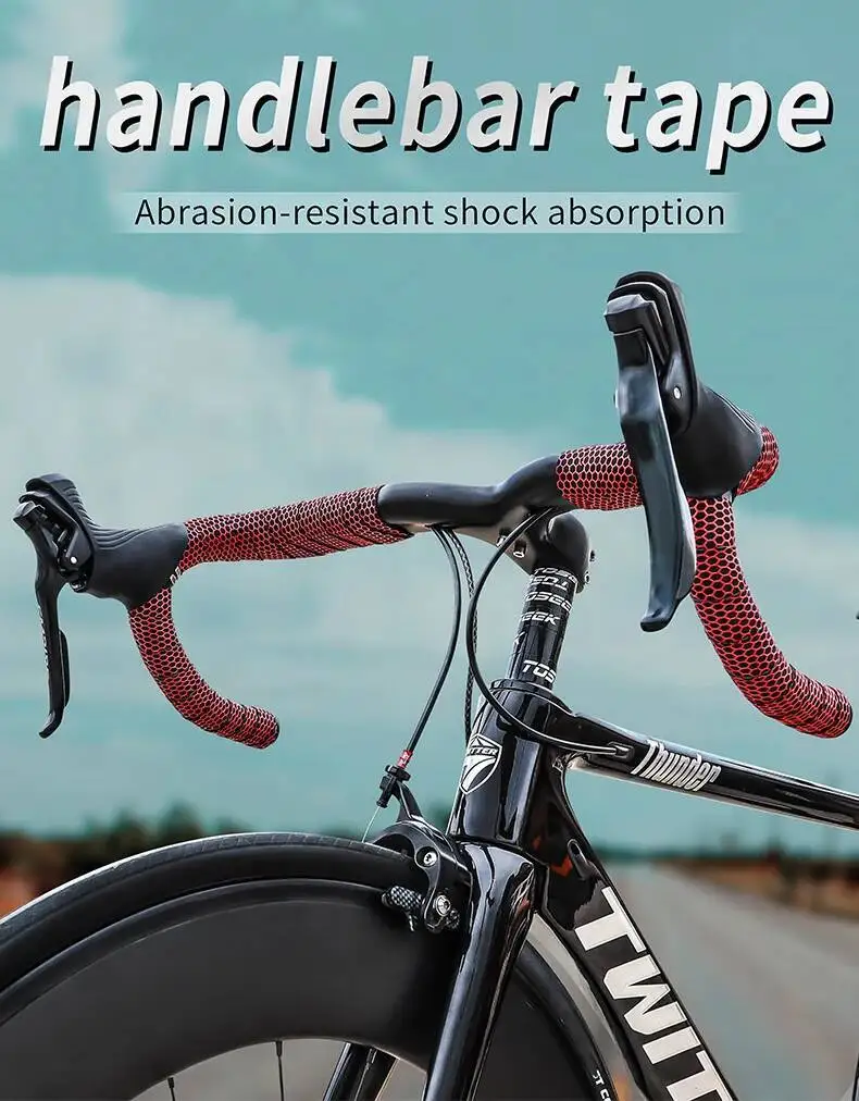 Leichtes Rennrad-Lenkerband Atmungsaktives Fixed-Gear-Fahrradband mit 2 Lenkerstopfen – Detail 1