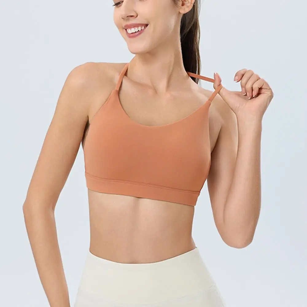 حمالة صدر رياضية نسائية بدون خياطة بتغطية كاملة، ملابس يوجا عصرية متينة قابلة للتنفس وقابلة لإعادة الاستخدام مع وسادة صدر للنساء، ملابس داخلية لليوجا