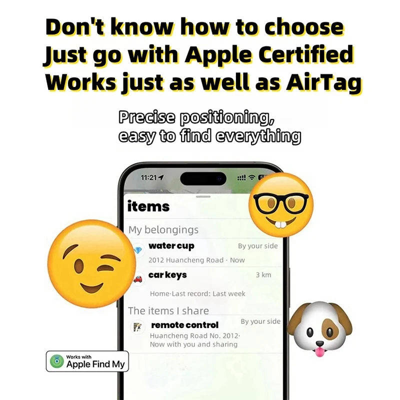 Mini localizzatore Bluetooth IP65 impermeabile Funziona con Apple Find My (Solo iOS) Localizzatore di oggetti Smart Tag Tracker per borse Bagagli
