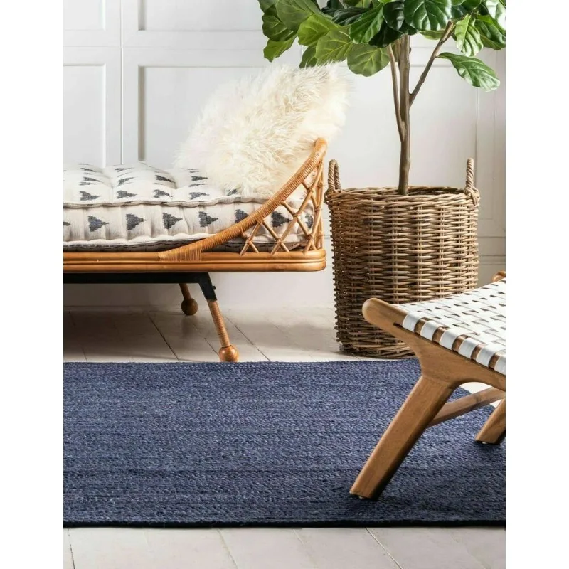 Rug 100% Natural Jute Braided Style Rug Runner Reversible Living Modern Area Rug