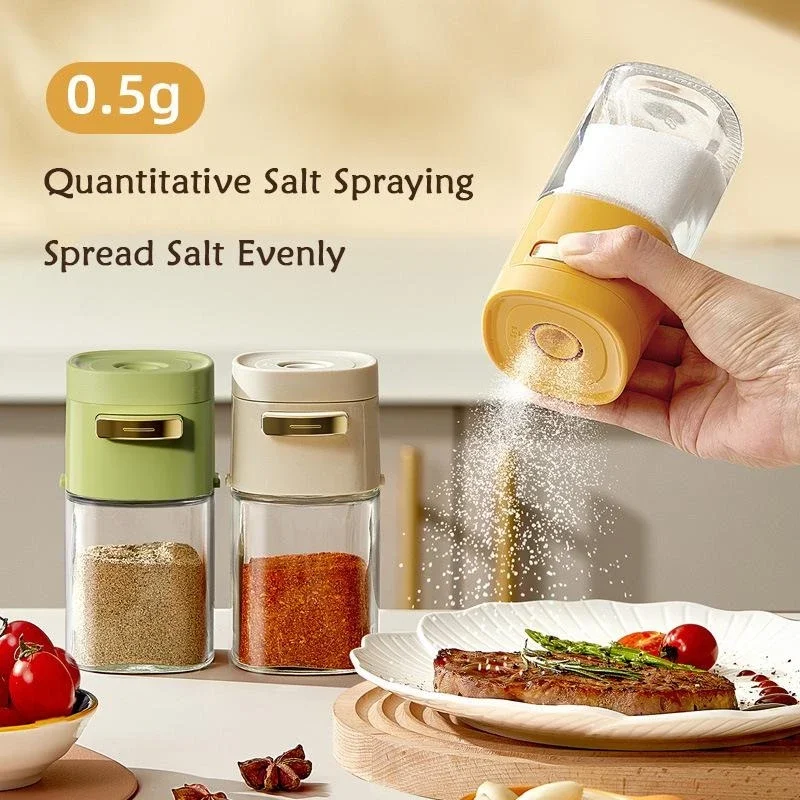 Kitchen Quantitative Salt Bottle Spice Can Pepper Chili Powder Jar Glass Seasoning Tank Sealed Moisture-proof Kitchen Gadgets