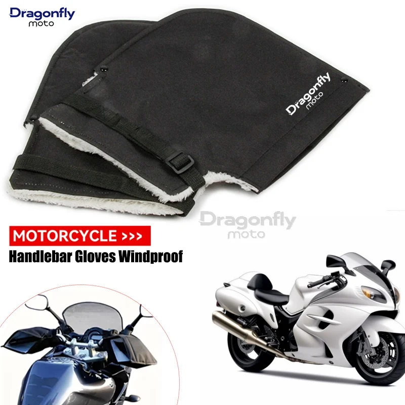 HAYABUSA LOGO For SUZUKI HAYABUSA Motorcycle Handlebar Gloves Windproof Winter Warm Velvet Covers