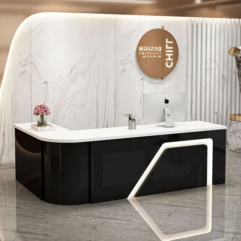 Italian Salon Reception Desk Small Simple Checkout Table Cashier Counter Desk Office Show Mueble De Recepción Hotel Furniture