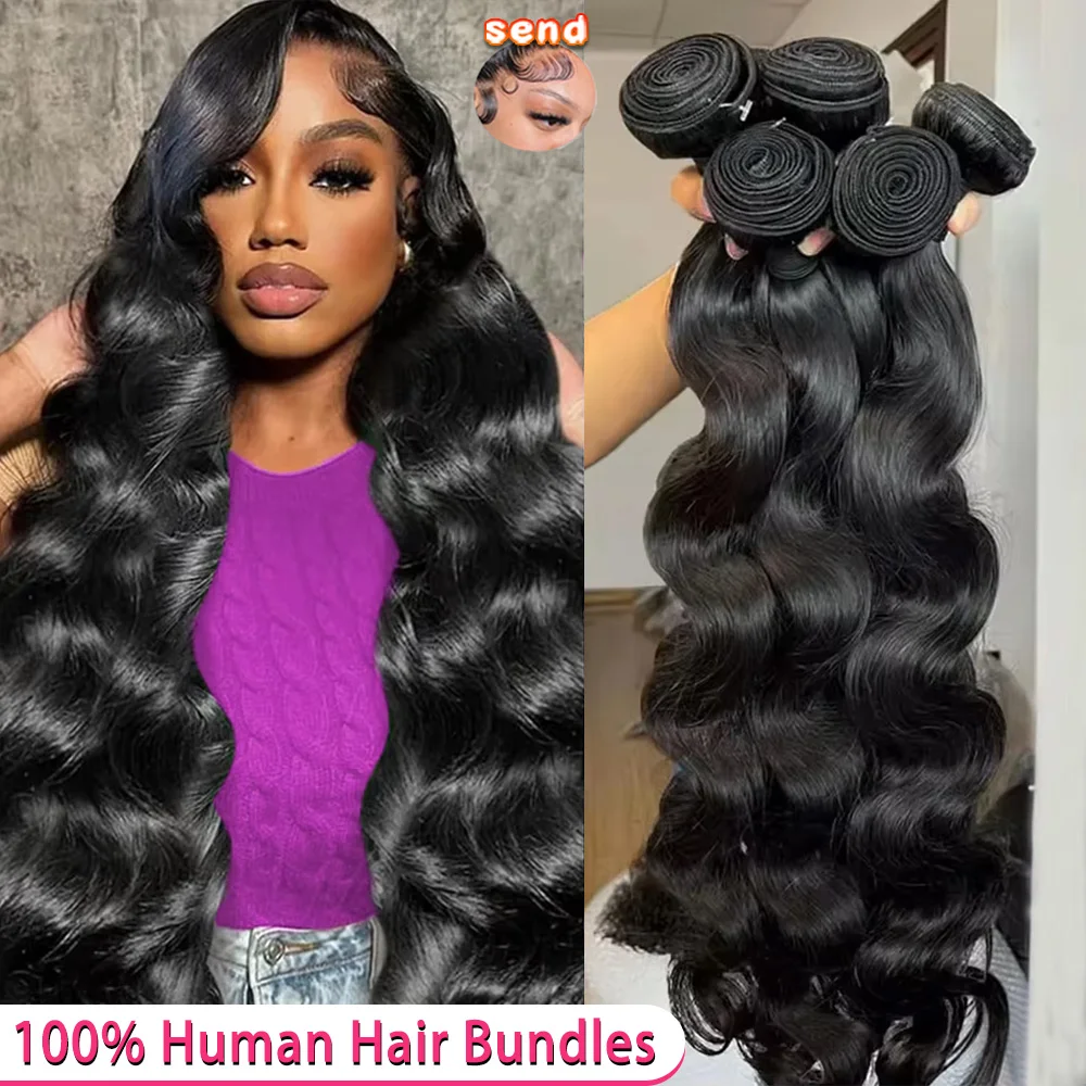 

4 5 пучков 16A Remy Body Wave, пучки человеческих волос 30, 40 дюймов, черные, толстые, 100% бразильские необработанные прямые пучки человеческих волос
