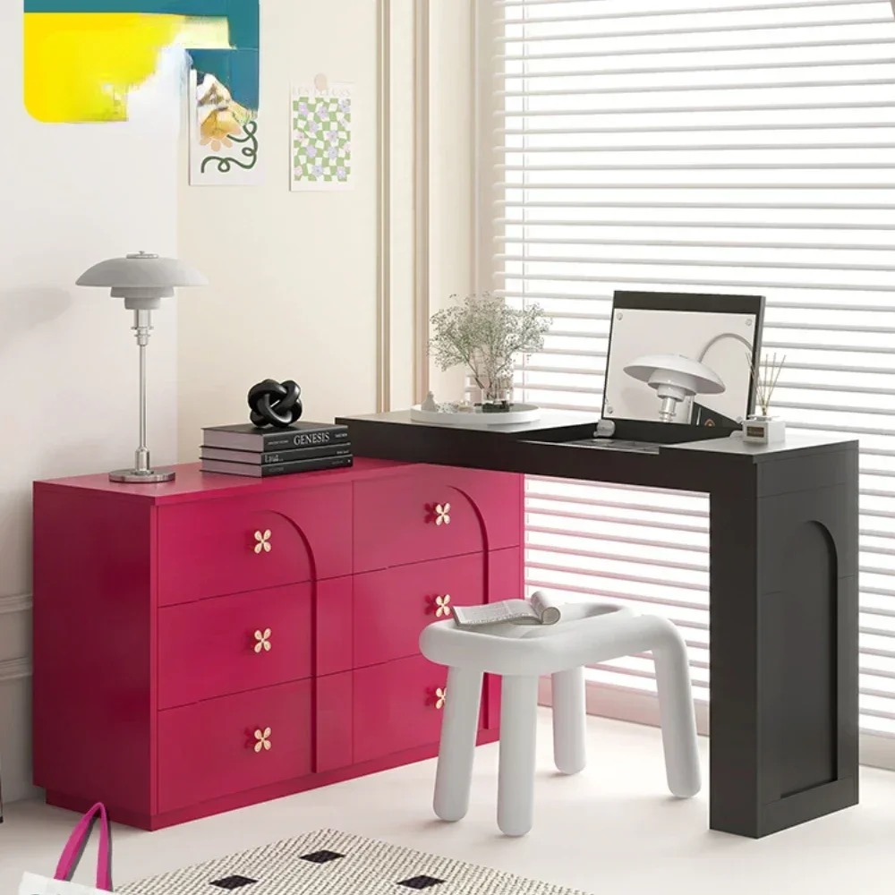 

Dressing Table Chest of Drawers Integrated Combination Master Bedroom Storage Cabinet Flip Mirror Corner Dresser