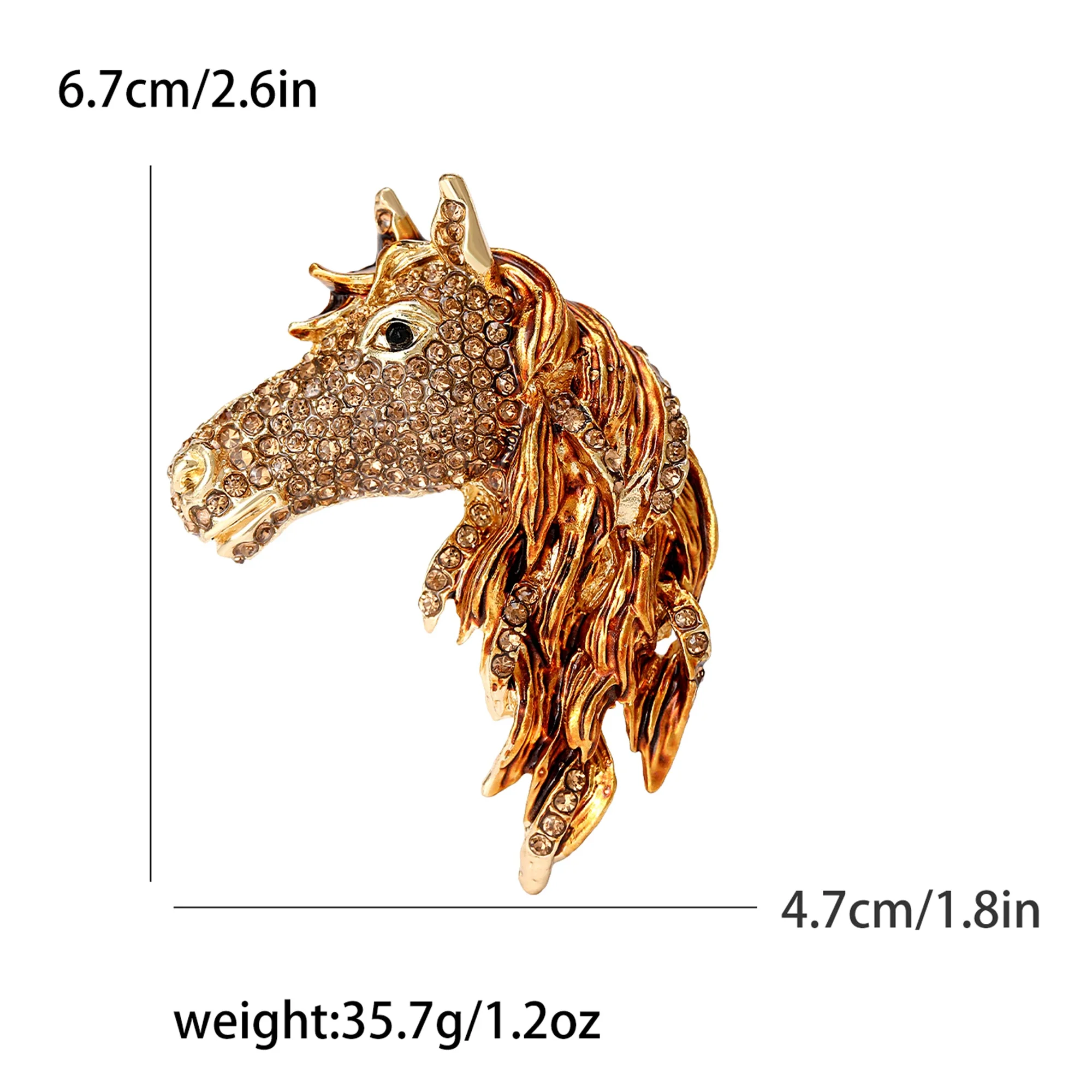 Resin Large Horse Head Pins for Womens Unisex Rhinestone Animal Brooches Event Party Backpack Decoration Clothes Accessories