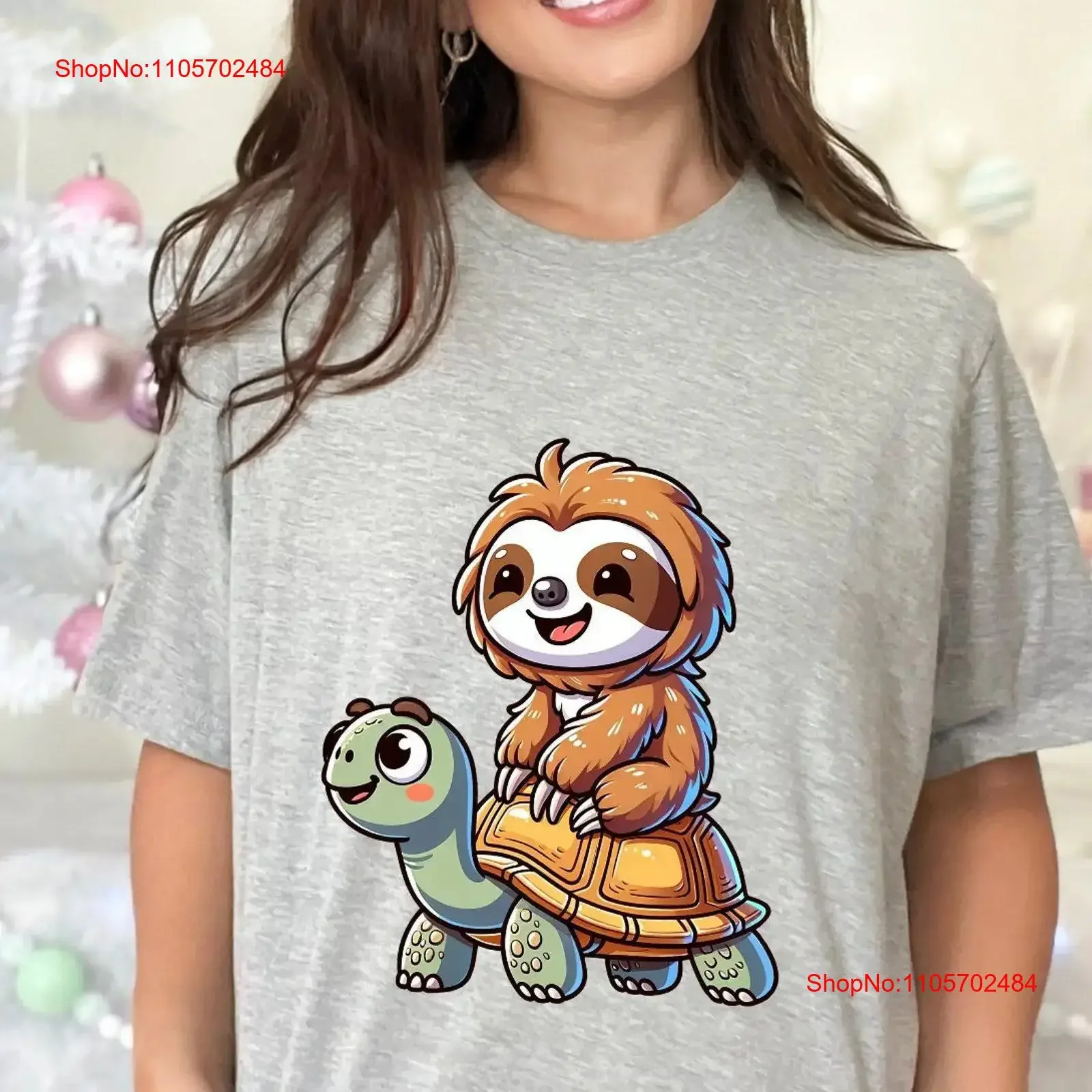 Cartoon Sloth Tortoise Ride T Shirt Cute Animal Fun Whimsical Nature Inspired for All Unique Trendy Top vintage Washed