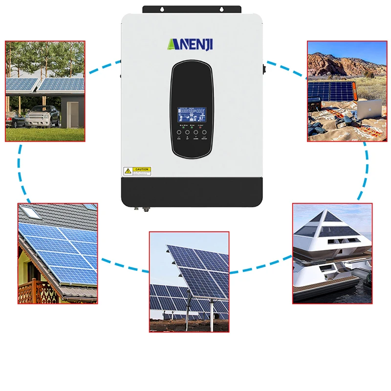 Hybrid Solar Inverter 3000W 1800W 24V Off Grid Inverter 230V PV 55-450V Pure Sine Built-in 80A Solar Charge Controller for Home