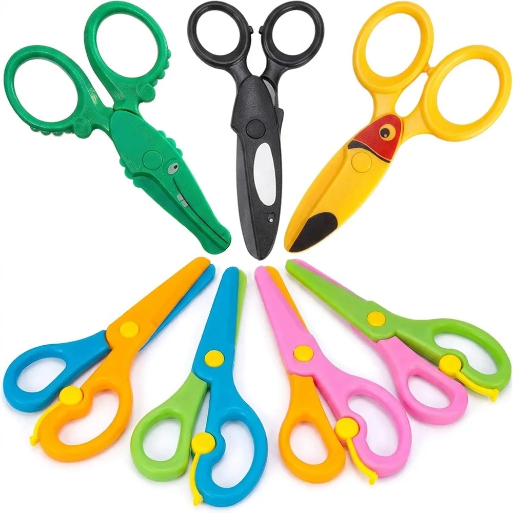 Tesoura de Segurança Infantil com Ponta Arredondada para Treinamento de Habilidades Motoras Finas, Ideal para Jardim de Infância, Escola, Artesanato DIY e Corte de Papel para Scrapbook
