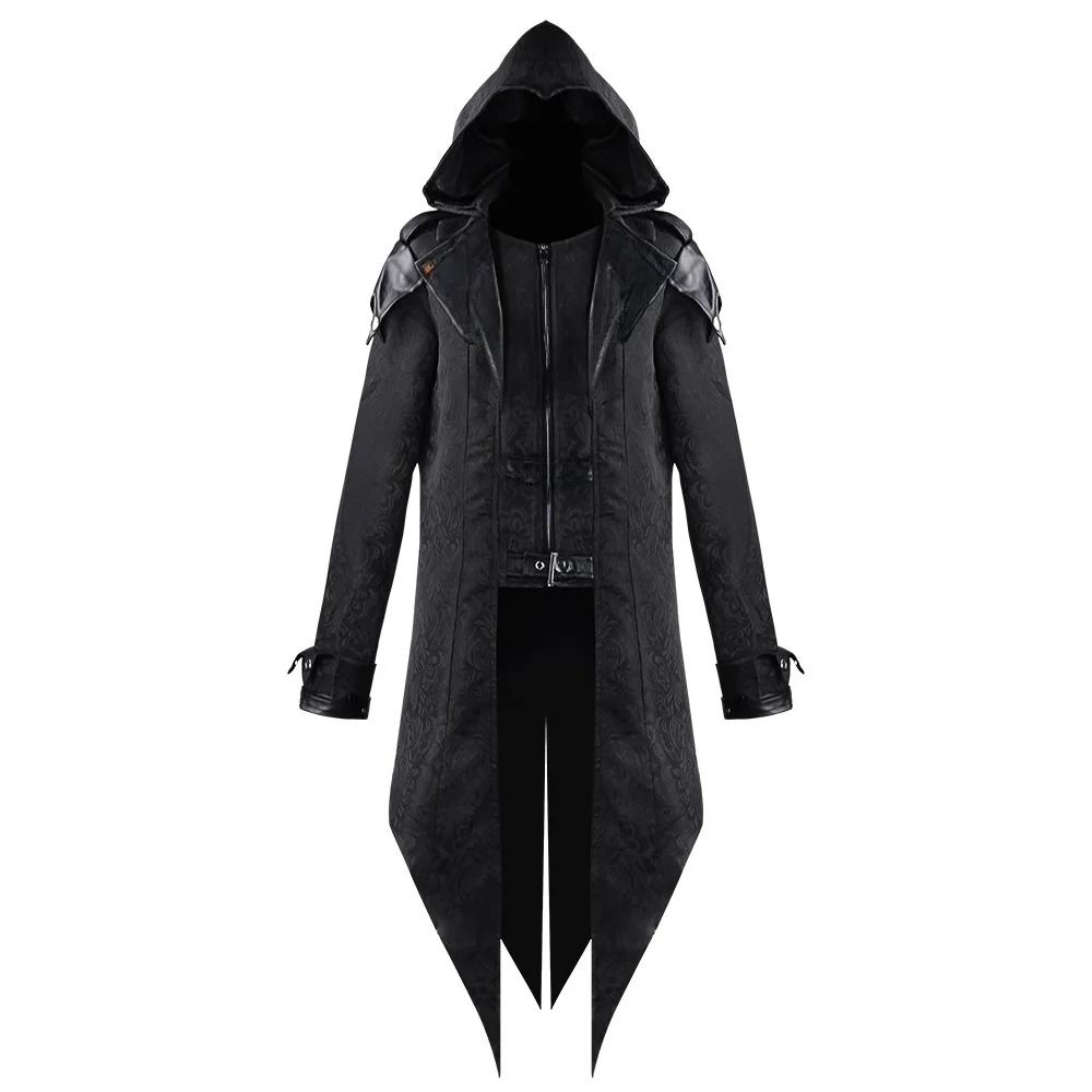 ชุดคอสตูมสไตล์โกธิคยุคกลางสำหรับผู้ชาย แบบวินเทจ ตัดเย็บจากวัสดุหลากหลาย