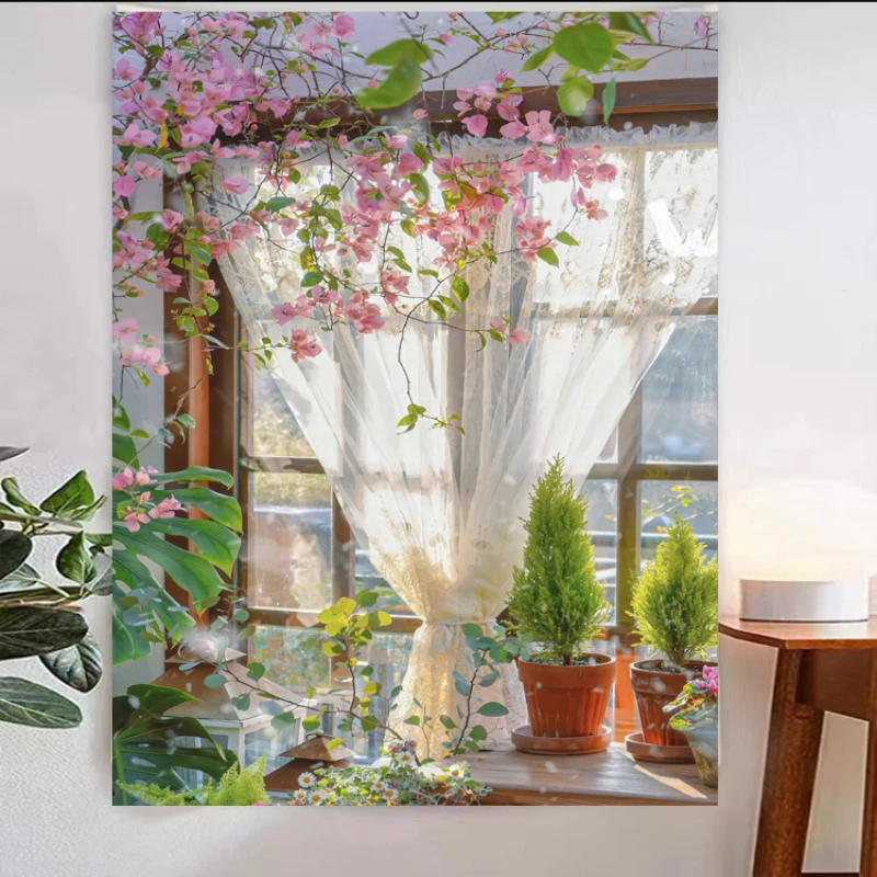 Spring Wildflower Meadow Wall Tapestry Aesthetic Floral Wall Hanging for Bedroom Living Room Dorm Boho Home Decor