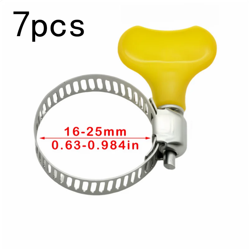 7 pcs 16-25mm Handle Pipe Clamps with Stainless Steel Material, ideal for Home Water Pipe Fixing and Industrial Tube Repair