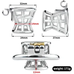 Metal Chastity Cage for Men, dispositivo de bloqueio de pênis e pênis, brinquedo antitrapaça, design de cinto, pode revelar a glande, 18 Plus, novo