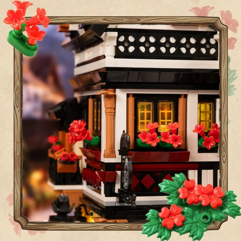 New Pantasy Bavaria Beer House Building Blocks Educational Assembly Model Toy Munchenal Beer Festival Street View Ornament Gift