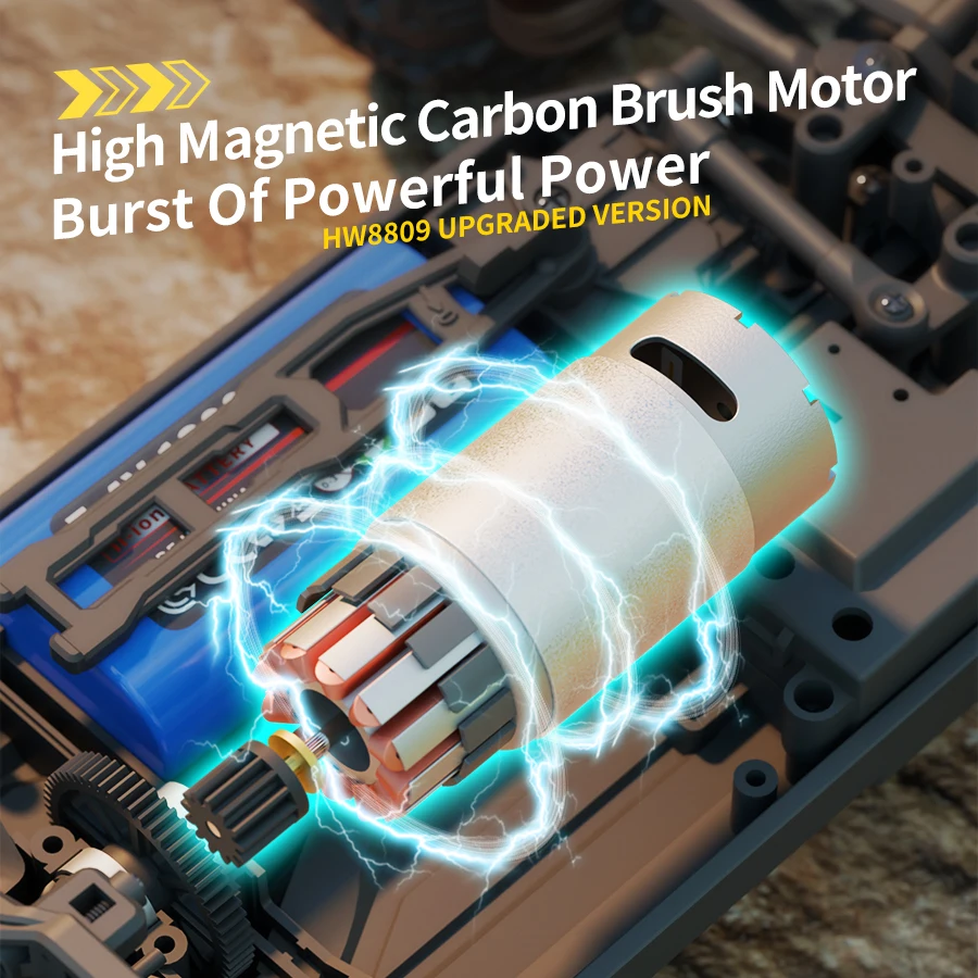 HW8809 1/16 RC Offroad 4x4 auto - 35 km/u Hoge snelheid 4WD elektrisch op afstand bestuurbaar speelgoed met LED-koplampen voor kindercadeaus