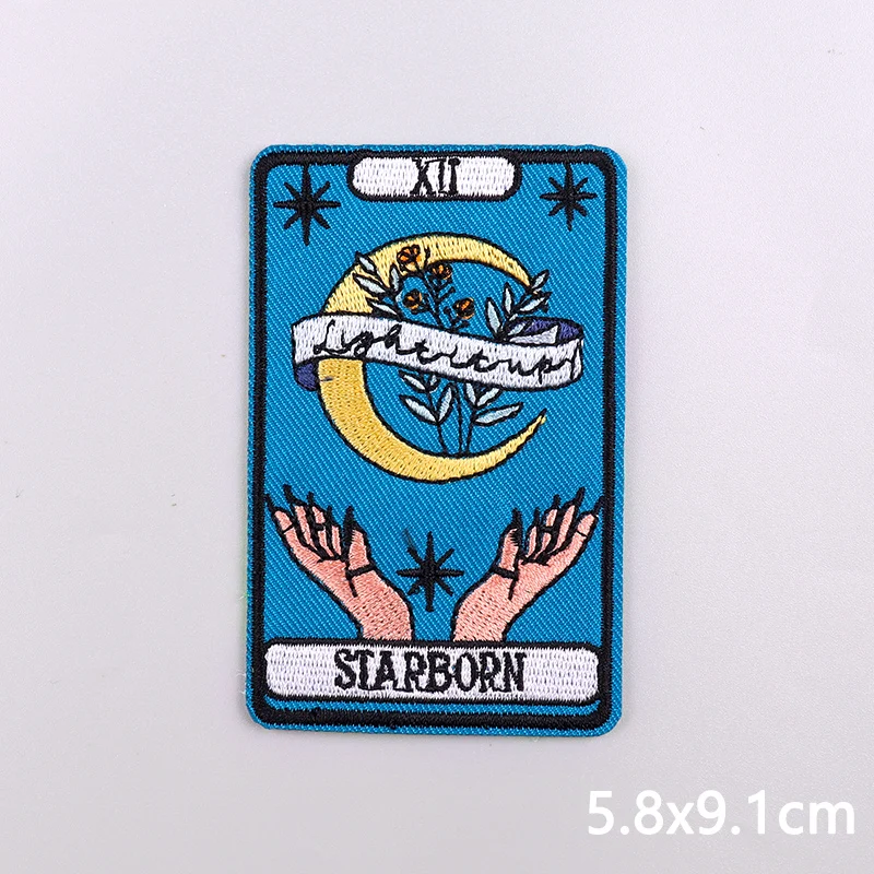 Patchs brodés de cartes de tarot sur les vêtements, patch thermocollant, autocollants de vêtements, applique de couture, patch thermocollant, style Pnk