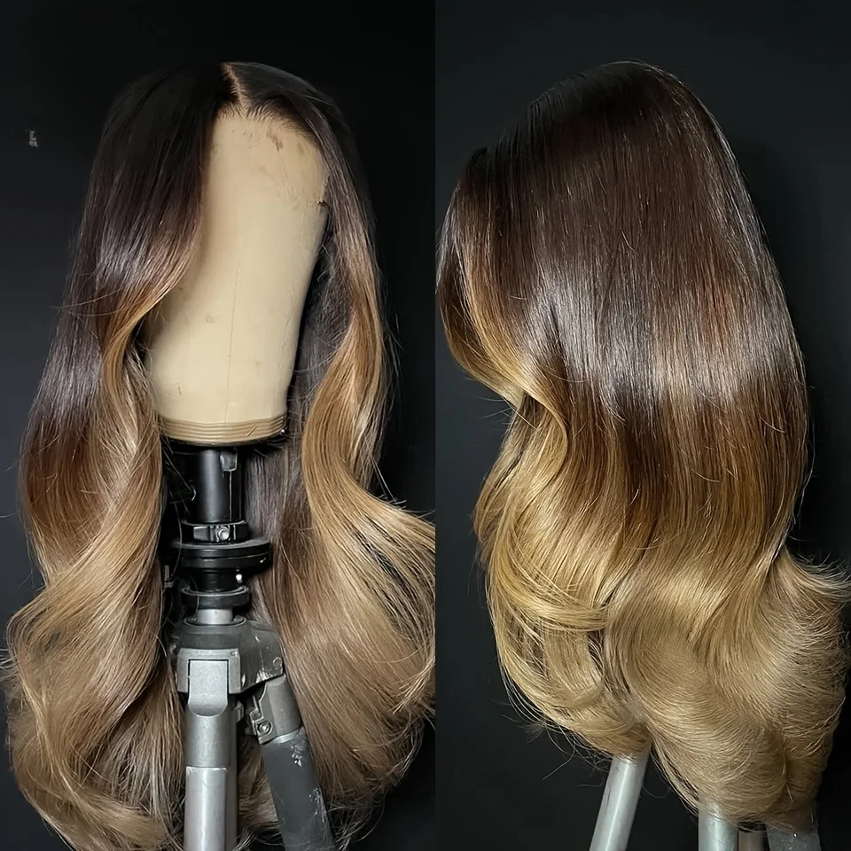 

24inch Soft Long Ombre Blonde Wave 5x5 Silk Base Glueless Jewish Human Hair Wig With Babyhair HD Lace European Hair Preplucked