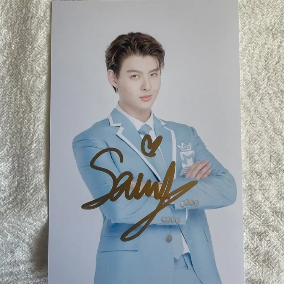 Thai BL Drama Love by Chance Ae Pete PerthSaint Saint Signature Photo, 6 pulgadas, no impresión, colección de escritura a mano, imagen fotográfica