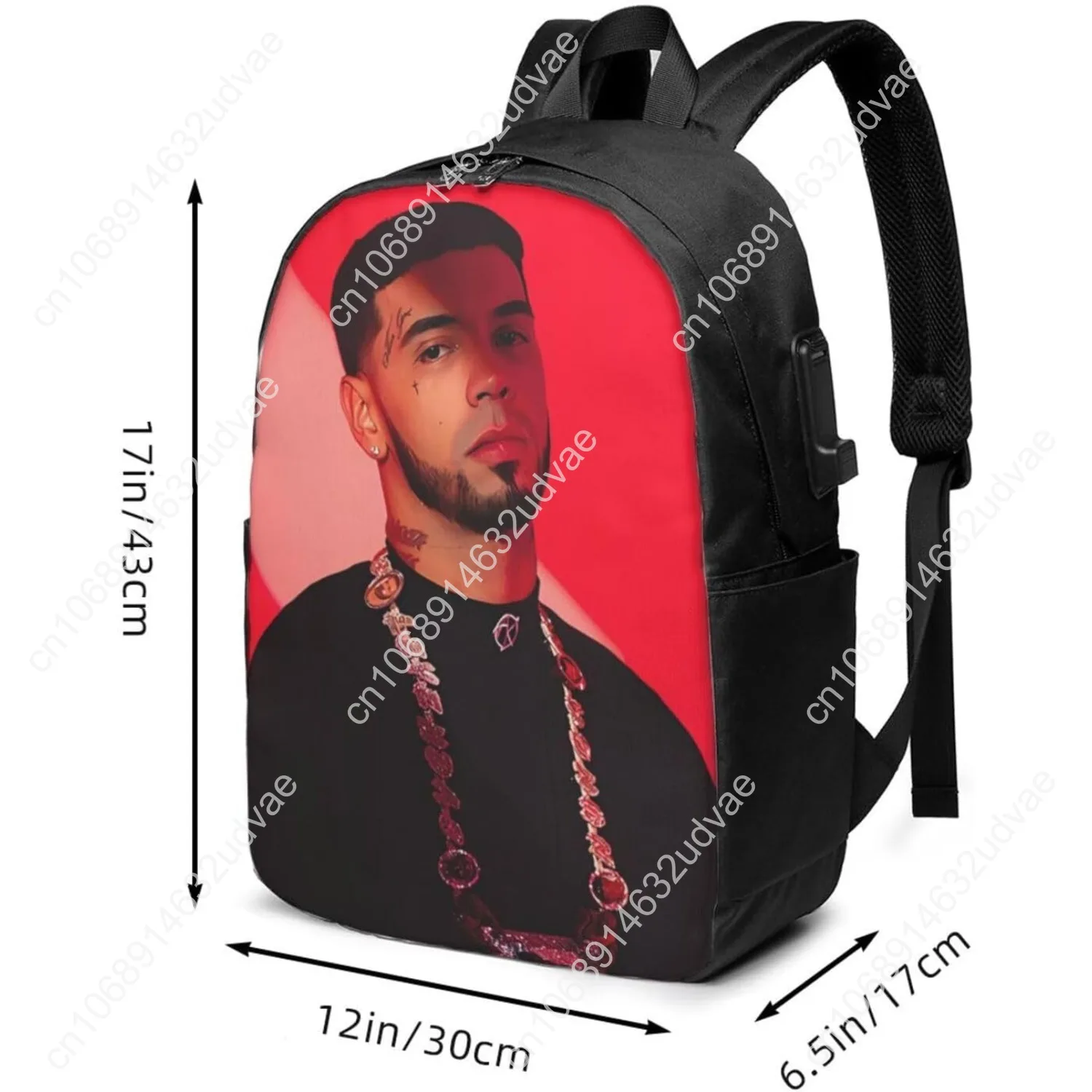 Anuel Music AA Backpack Laptop Bag Durable Large Capacity Fashion backpack Travel Bag With USB Charging Port 17in