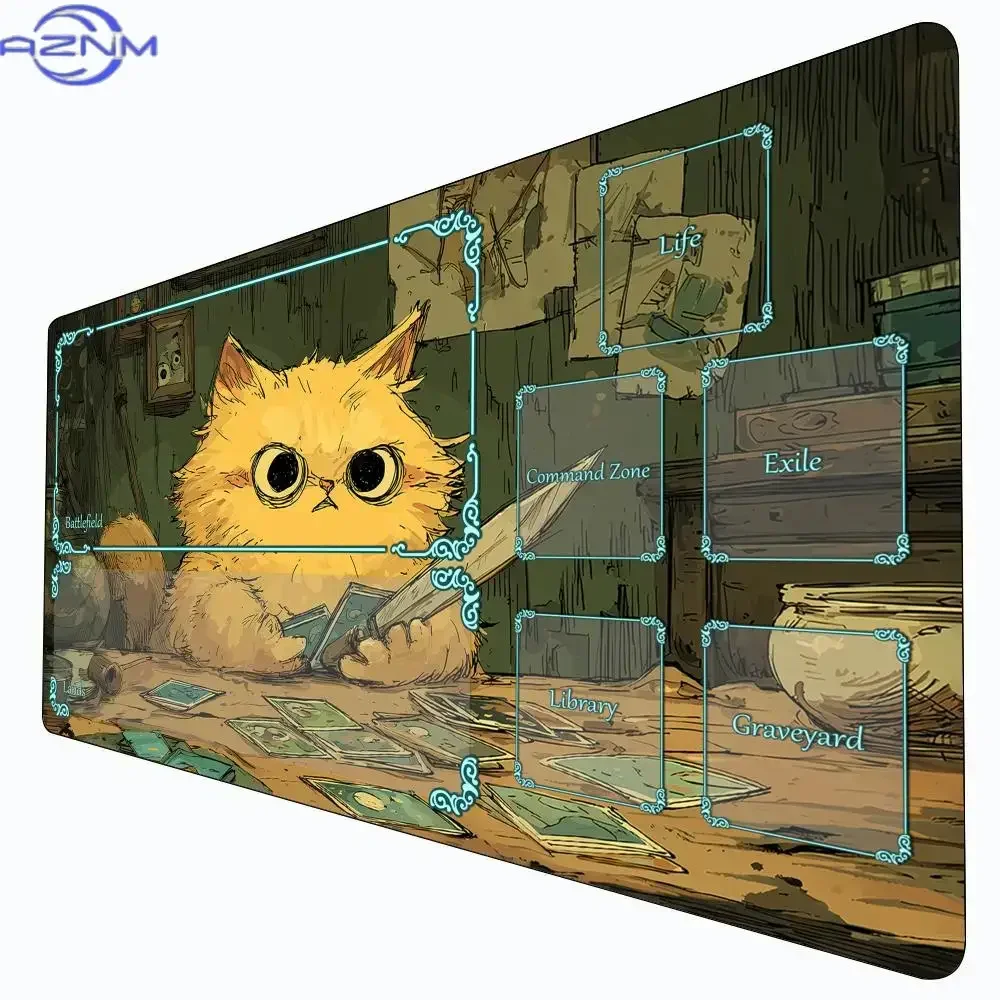 Cartoon-style orange cat Magic Playmat Card Battle Gaming Mat with zone mtg playmat desk mat suitable for game gathering