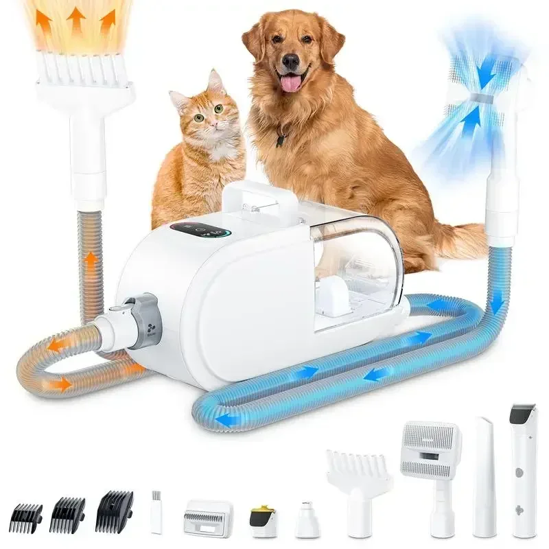 Dog Hair Vacuum & Dryer & Clipper 3 in 1,Dog Grooming Kit with Pet Clipper Nail Grinder,Pet Hair Dryer