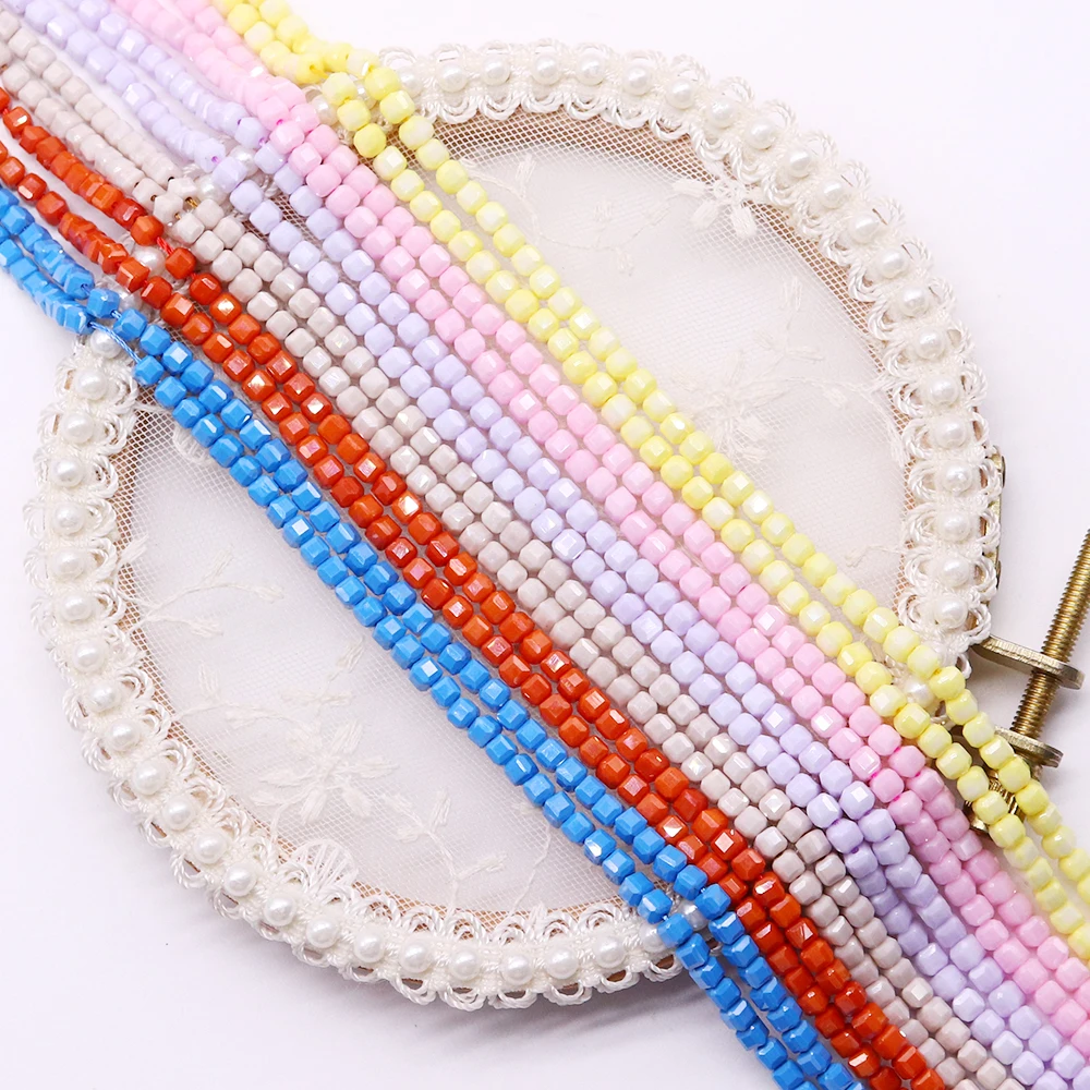 

2.5/3.5mm Size Natural Stone Square Faceted Beads Beaded Jewelry Accessories for DIY Making Fashion Necklace Bracelet Jewelry