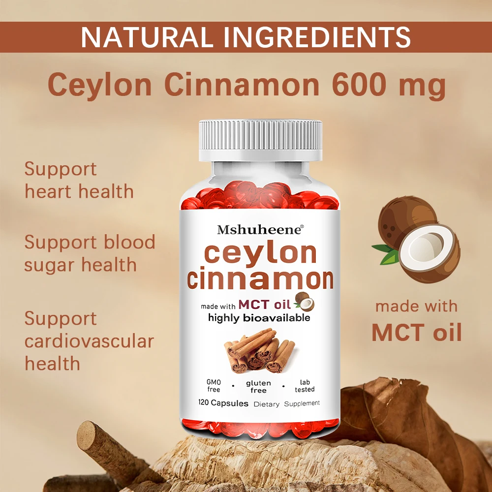 Ceylon Cinnamon Capsules – 120 Softgels, Supports Metabolic Balance, Energy & Daily Wellness, with MCT Oil, Non GMO