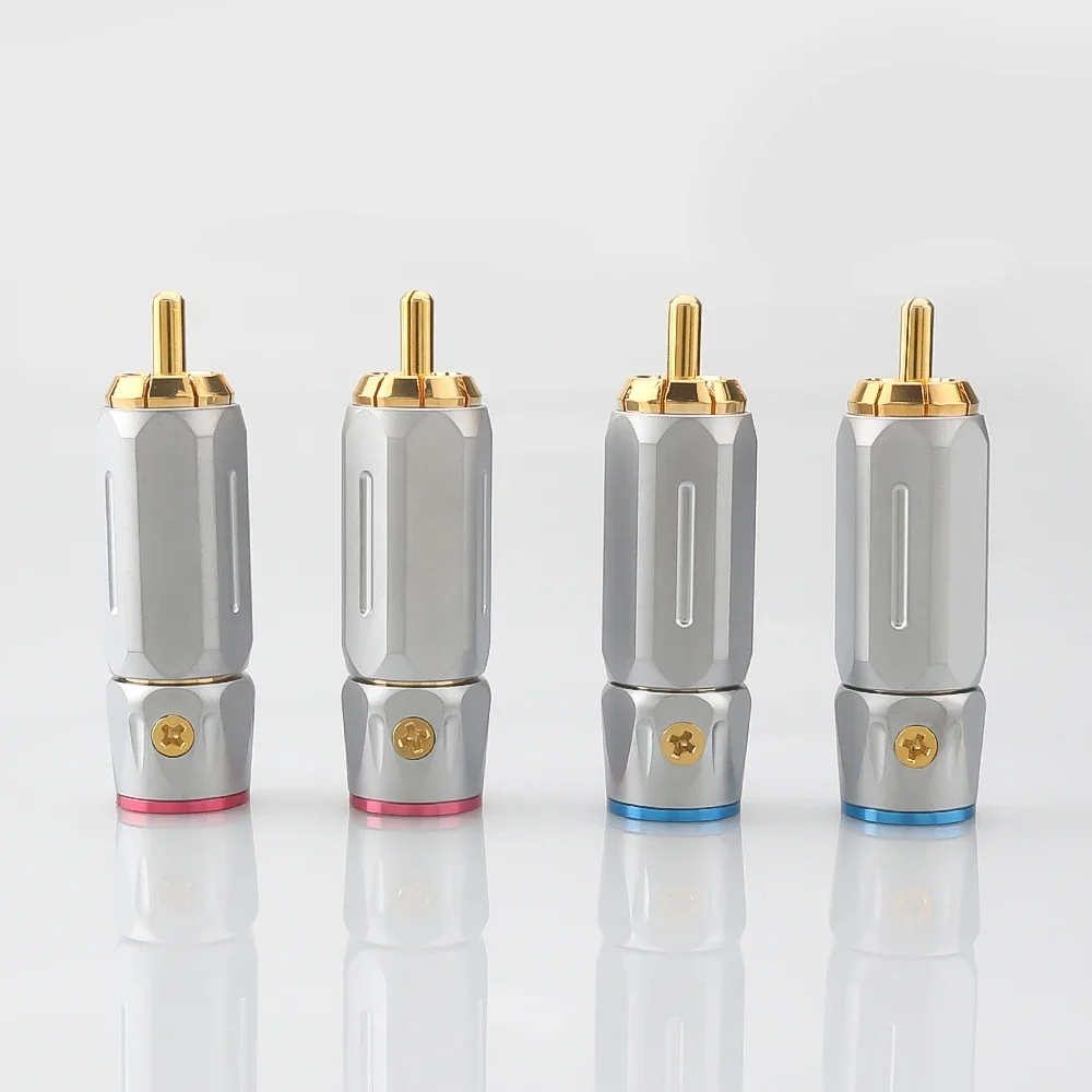 

Audiocrast R151 24K gold Plated RCA Audio Connector Plug HIFI Interconnect RCA Connector Solder Jack 10mm cable plug