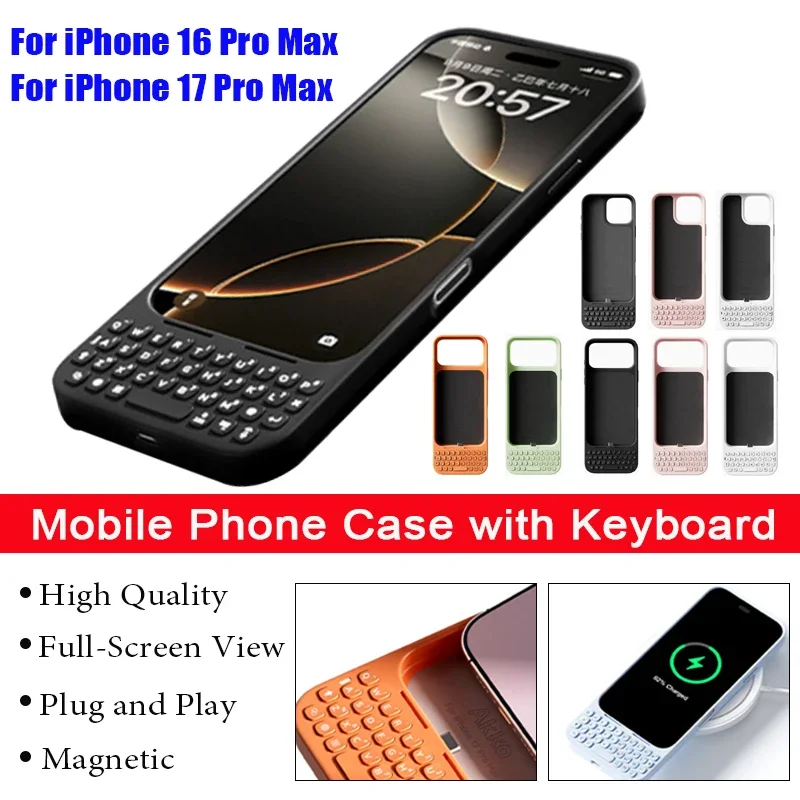 Mobile Phone Case with Keyboard Magnetic Suction All-in-One Phone Case External Wired Keyboard for Iphone 16 Pro Max 17 Pro Max