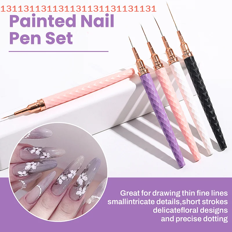 5pcs French Stripe Line Painting Drawing Flower Pen Professional Manicure Tool Nail Art Liner Brush Set UV Gel Nail Brushes Kits