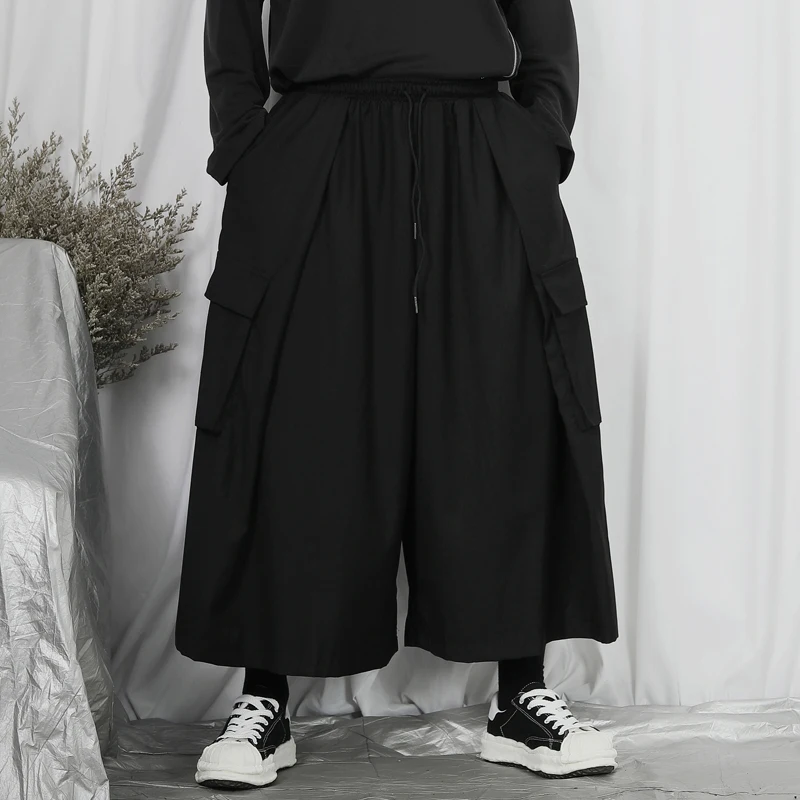 Men's Super Loose Straight Leg Pants Spring And Summer New Fashion Handsome Big Pocket Design Large Size Wide Leg Casual Pants
