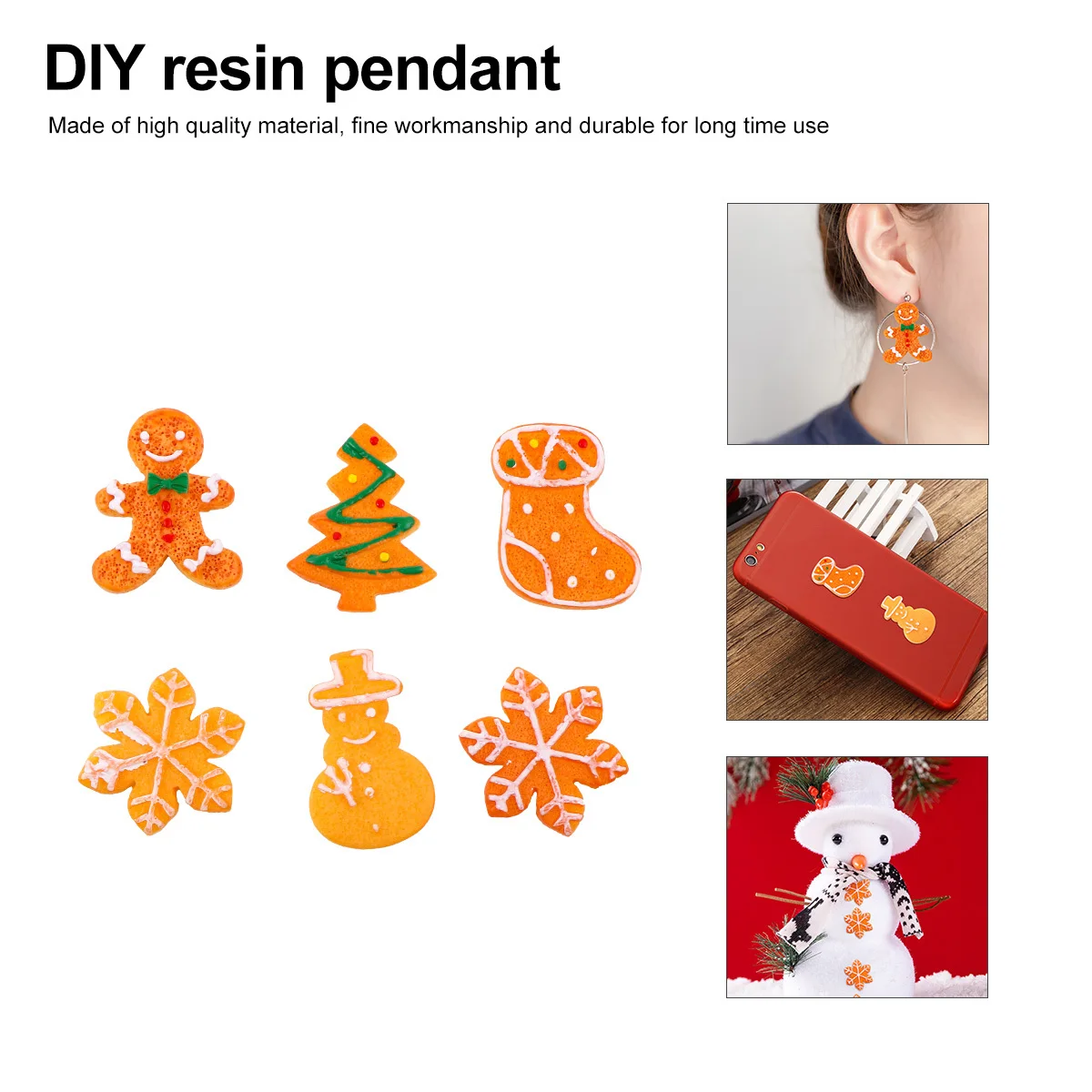 

50Pcs Christmas Resin Pendant Charms DIY Jewelry Making Accessories Creative Design Key Chain Necklace Decor Resin Pendant Charm