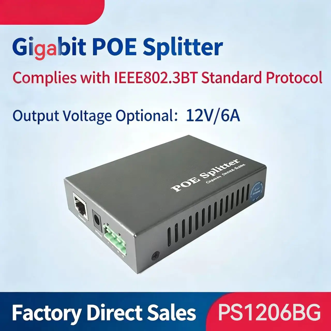 Gigabit BT POE Splitter 48V to 12V/24V High-Power 72W Power Supply Module Isolated IEEE802.3BT