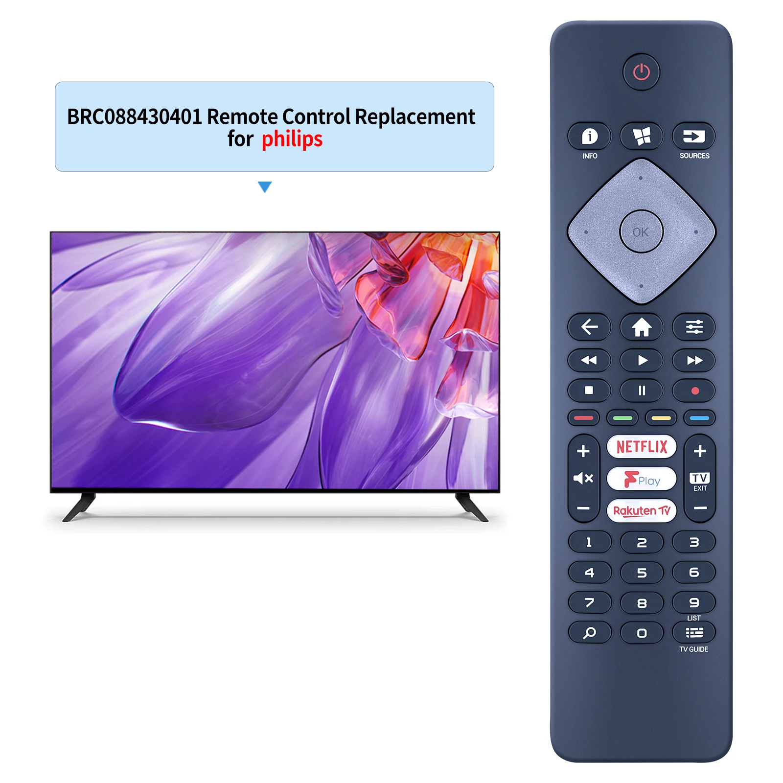 Controle remoto para TV philips, BRC0884304/01, 398GR10BEPHN0019BC