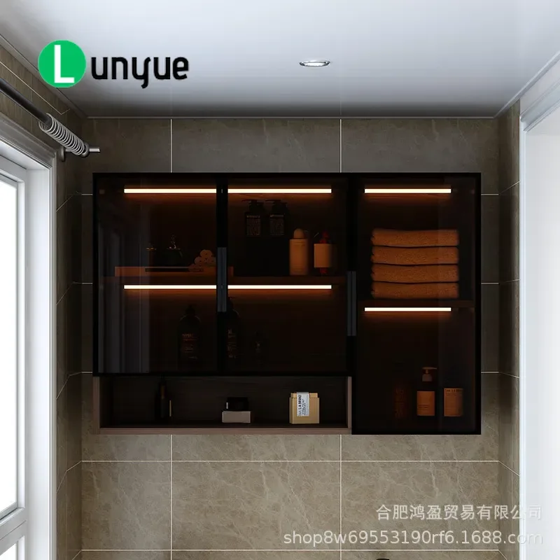 Wall Mounted Glass Kitchen Cabinet American Style Hanging Storage Locker for Seasoning Spice Organizer Space Saving Home