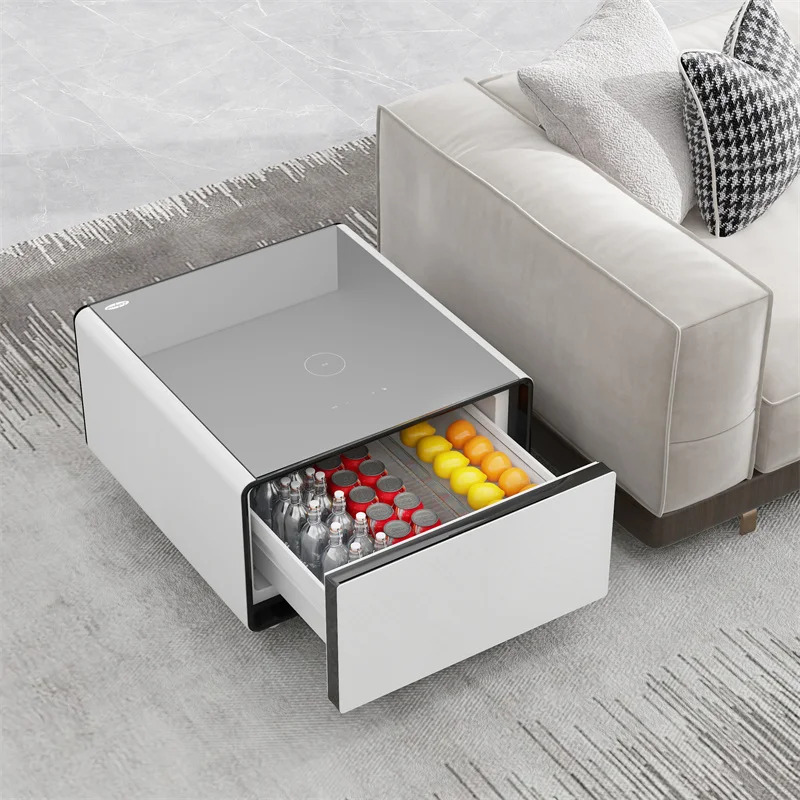 Mini Smart Side Tea Table Living Room Furniture Luxury Smart Coffee Table With Wireless Charging Refrigerated Drawer