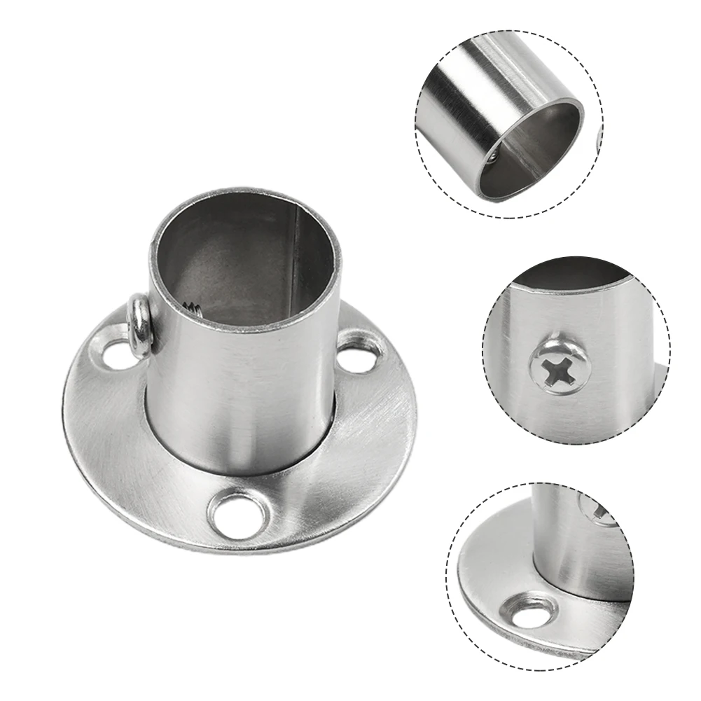 22.5mm Closet Rod Brackets 26mm Stainless Steel 19.5mm Bracket Cabinet Closet Clothes Flange High quality Rod Home
