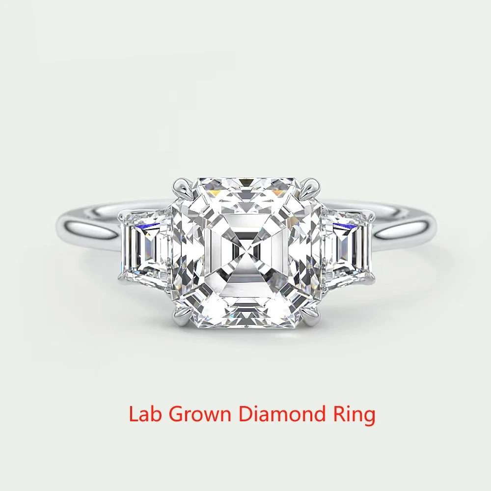 

Кольцо с бриллиантом огранки Ашер, 2 карата, сертифицированный IGI, выращенный в лаборатории, цвет EF, чистота VS-VVS, из платины 950 пробы, для женщин