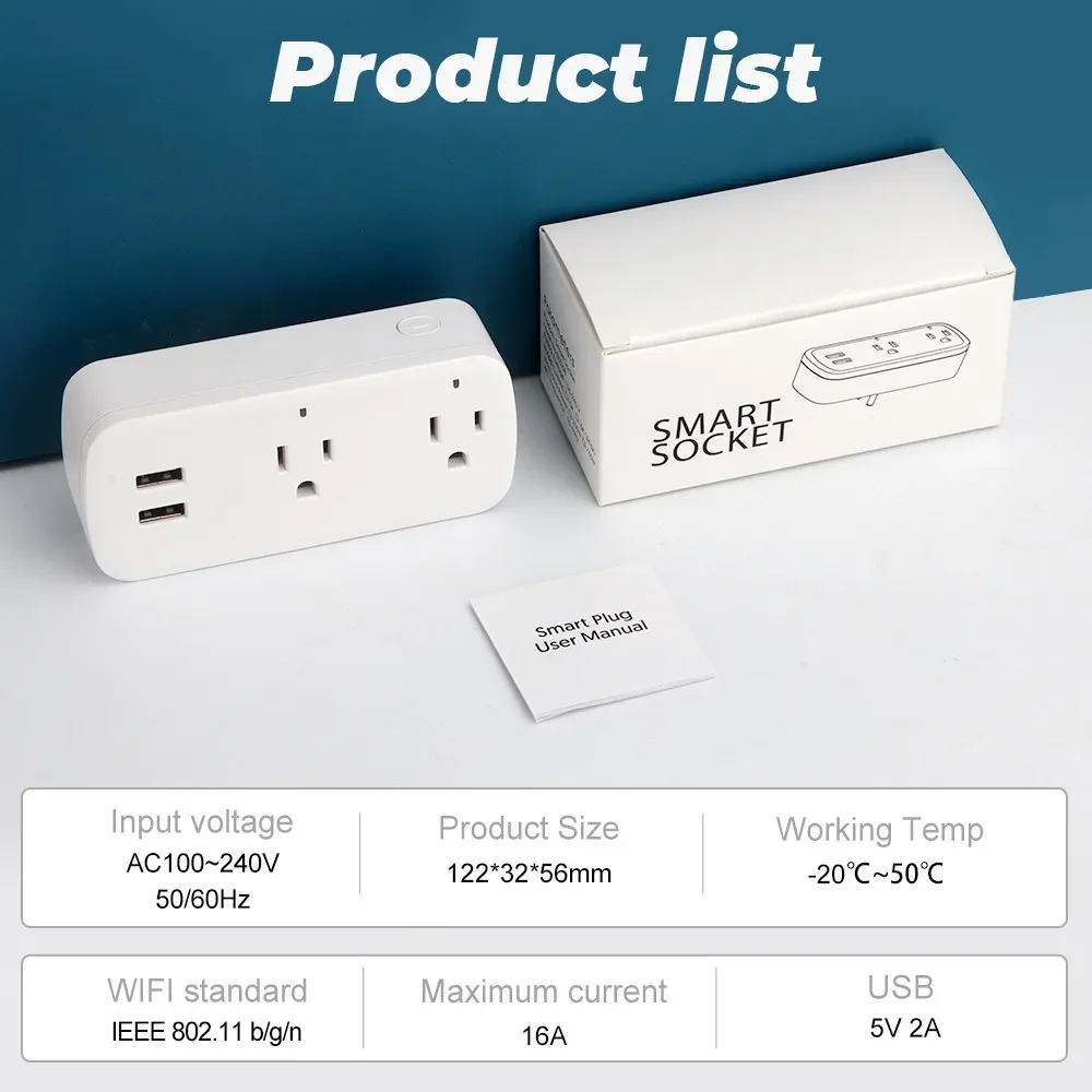 

US16A Wi-Fi Smart Plug EWelink App Control с таймером мониторинга мощности, группой обратного отсчета, голосовое управление, память питания для Alexa Home