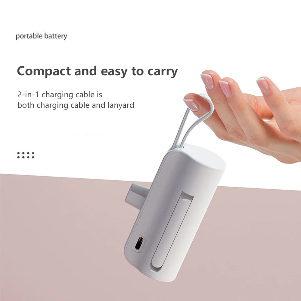 Mini Power Bank 5000mAh PD25W Fast Charge Portable External Battery Plug Play Built in Cable for iPhone Xiaomi Samsung Powerbank