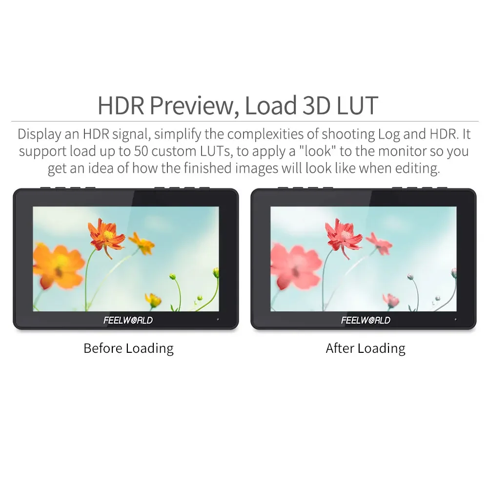 Feelworld جديد LUT7S PRO 7 بوصة 2200nits DSLR كاميرا مراقبة ميدانية فائقة السطوع ثلاثية الأبعاد LUT شاشة تعمل باللمس 4K HDMI 3G-SDI مدخلات الإخراج
