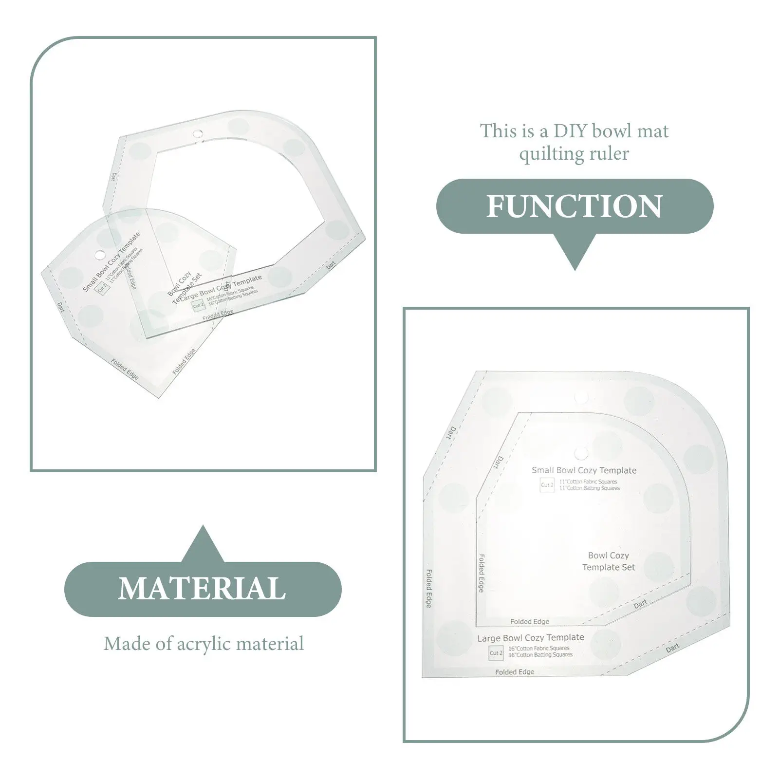 Bowl Mat Quilting Template Acrylic Ruler High Durability Non Deformable DIY Sewing Supply for Beginners Bowl Cozy Crafting view 3