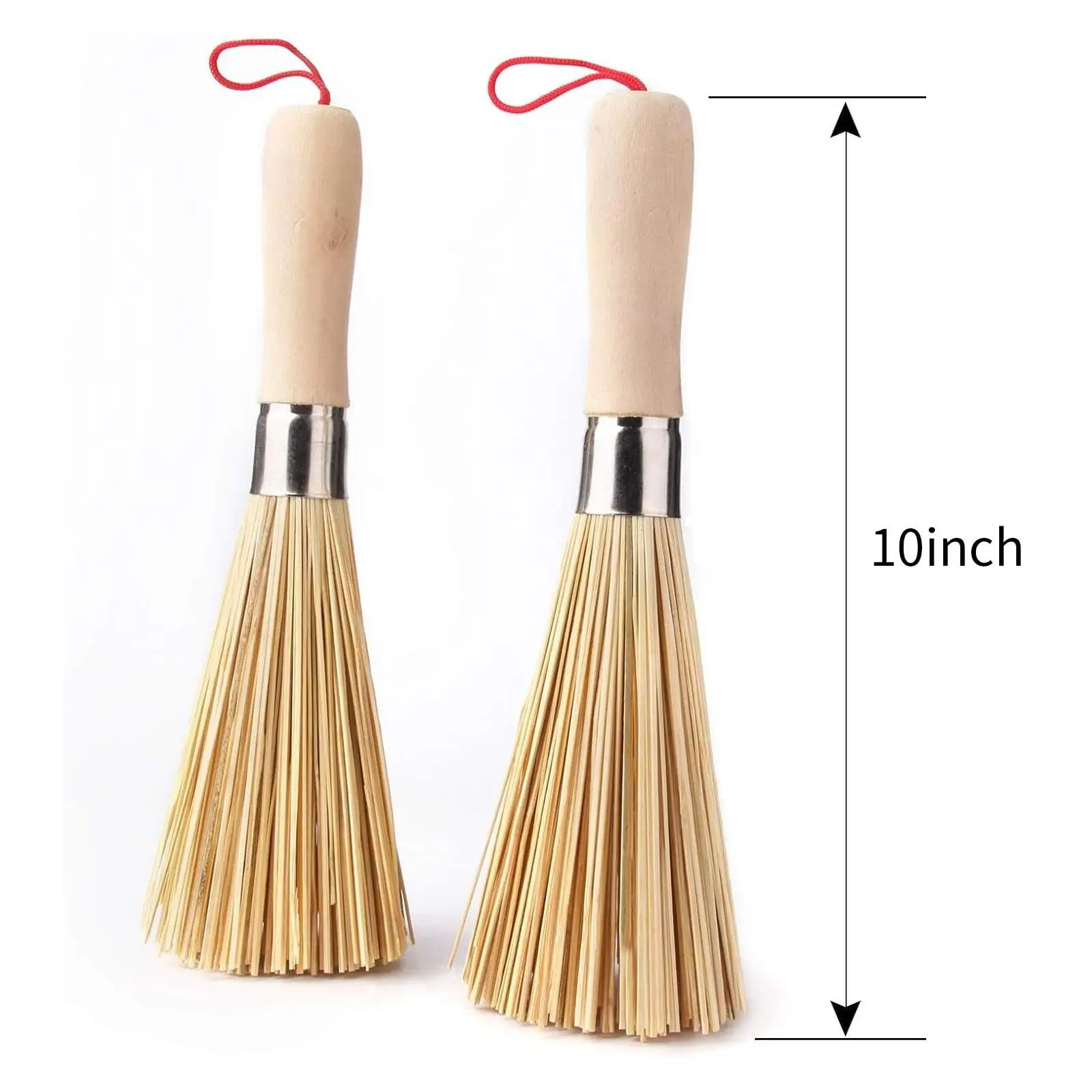 2pcs Traditional Natural Bamboo Wok Brushes , Kitchen Cleaning Brush, Bamboo Kitchen pan Brush, for Cleaning Dishes, Pots,Sink