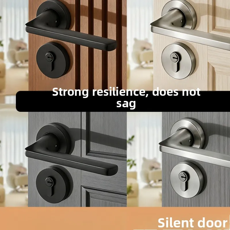 Universal Split‑type Magnetic Silent Door Lock, Household Indoor Solid‑wood Bedroom Hardware Kit With Hinge and Door Stopper