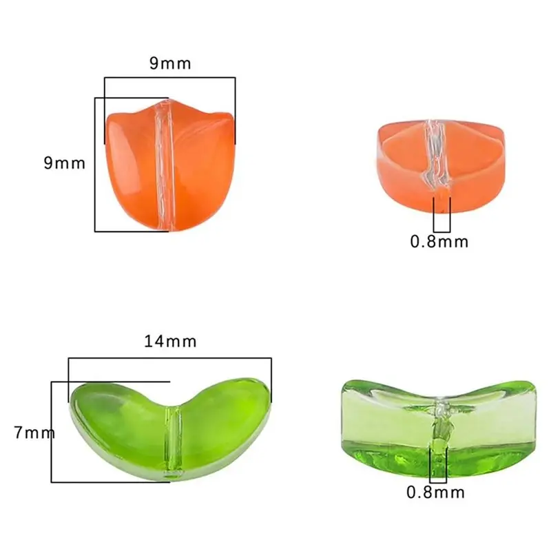 DT38 320 Pcs Colorful Translucent Tulips Flower Beads Handcrafted Tulips Glass Spacer Bead Crystal Loose Glass Flower Beads