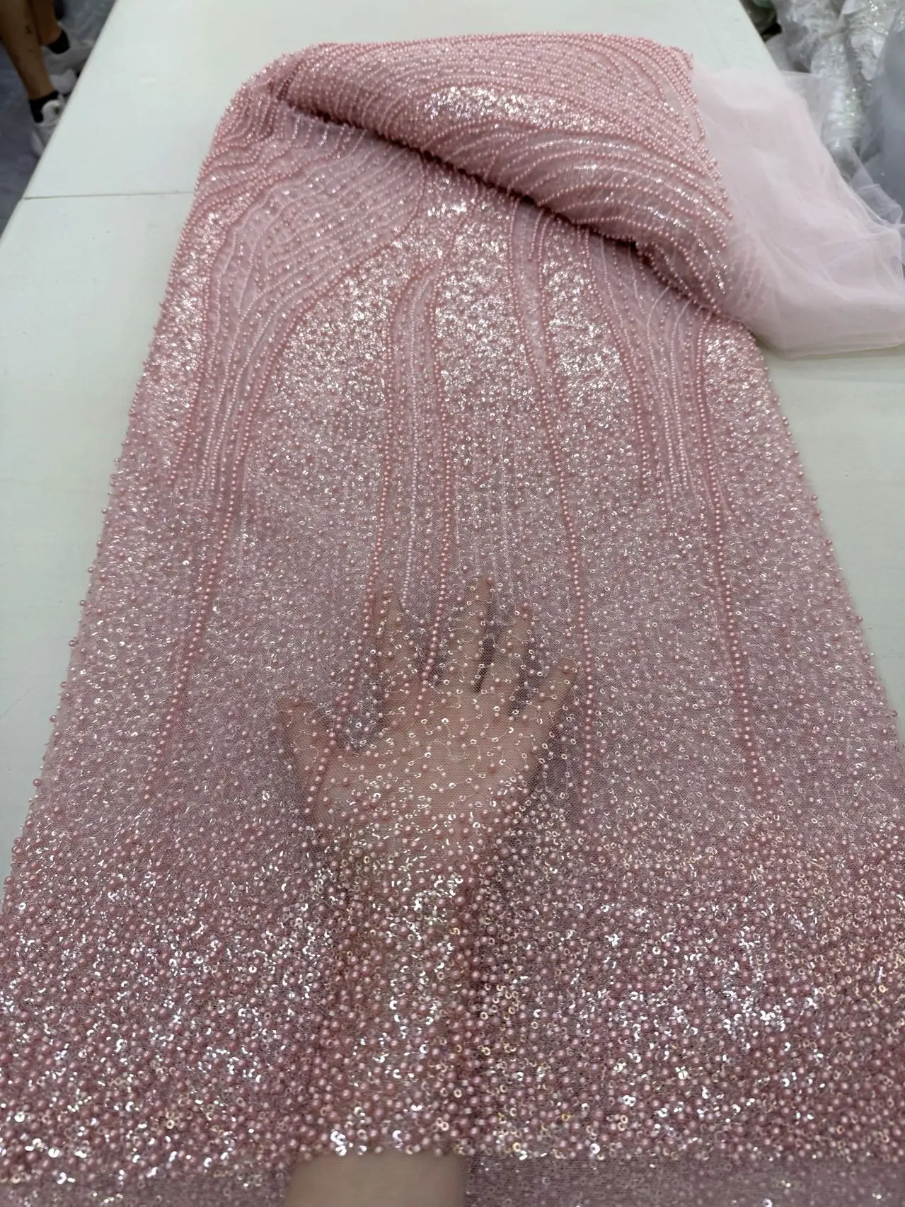 Africa Nigerian Beaded French Mesh Lace With Sequins High Quality 2025 Embroidery Lace Sequins Lace For Wedding Dresses Women