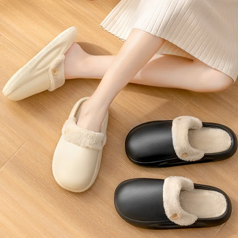 

Home Fuzzy Slipper Women Winter Warm Fur Plush Indoor Lazy Female Thermal Furry House Room Shoe Funny Flat Flip Flop Men Male